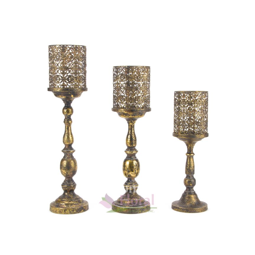 Gold Metal Candle Holder Small Sold each Potomac Floral Wholesale